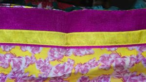 “Yellow &amp; Pink Floral Print Saree – Elegant &amp; Vibr
