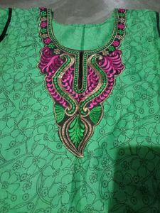 Embroidered Green Kurta