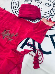 Pink Embroidered Kurta Set with dupatta Du