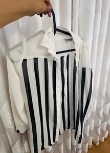 Chic Striped Sheer Blouse