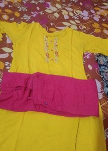 Yellow Kurta with Pink Palazzo Set