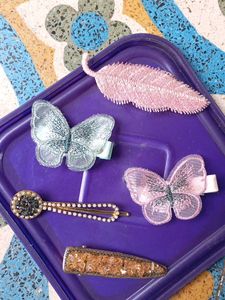 Cute Butterfly & Embellished Hair Clips Set
