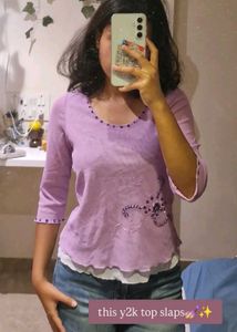 Pretty Purple Beaded Tunic Top