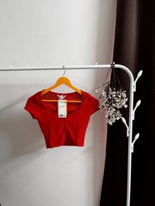 New H&M Orange Eyelet Crop Top