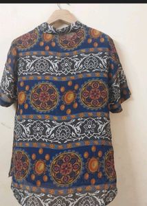 Vintage Boho Print Short Sleeve Shirt