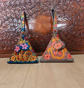 Embroidered Triangle Clutch Bags