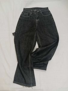 Vintage charcoal grey wide-leg jeans
