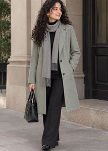 Imported Elegant Light Grey Wool Blend Coat