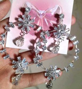 Sparkling Crystal Snowflake Hoop Earrings