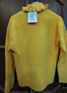 Cozy Yellow Ruffle Neck Sweater