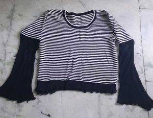 Striped Top with Flared Sleeves