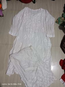 Elegant White Chikankari Kurta Set