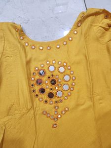 Mustard Yellow Nice Floor Length Kurti