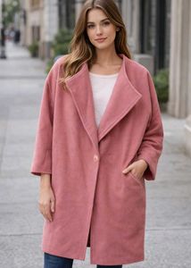 Imported Elegant Pink Oversized Coat