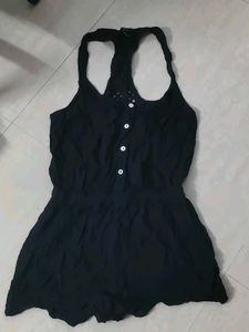 Chic Black Lace Back Romper