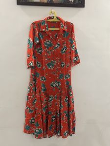 Floral Print Midi Shirt Dress