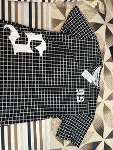 Black & White Grid Print T-Shirt