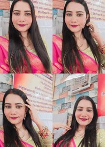 Vibrant Pink Saree with Golden mofies