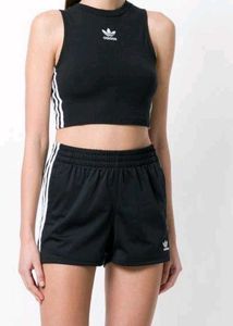 Adidas Black Crop Top & Shorts Set