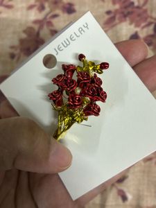 Charming Red Rose Brooch Pin