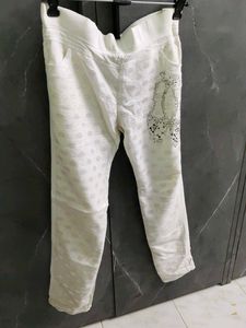 Embellished White Palazzo Pants
