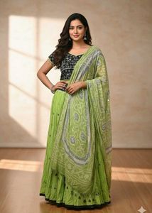 Lime Green Embroidered Lehenga Set SpecialNavarati