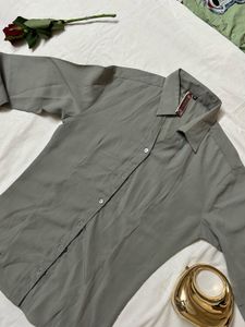 Grey and green Button-Down Shirt
