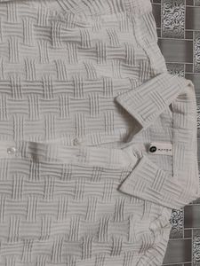White Textured Button-Up casual Shirt