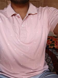 Pink Polo Shirt with Sailboat Pattern