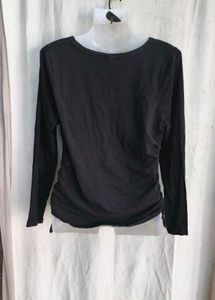 Black Cutout Ruched Long Sleeve Top