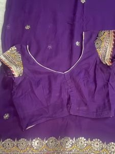 Beautiful gota handwork Purple Saree with Blo