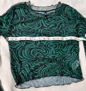 Green M transparent crop top