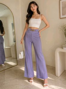 purple Flare trouser with Chain Detail