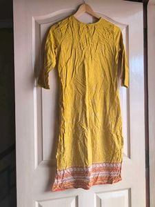 Yellow Printed Kurta