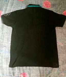 Classic Black Polo Shirt with Teal Accents