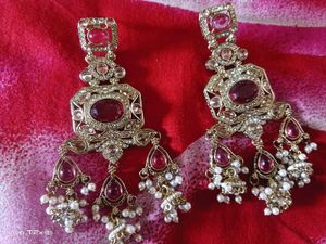 Exquisite Ruby and Pearl Earrings