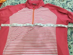 Pink &amp; White Striped Quarter Zip Pullover