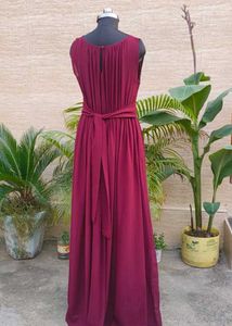Elegant Burgundy Chiffon Maxi Dress