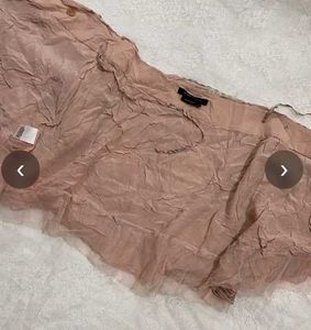 Vintage Dusty Pink Mesh Ruffle Wrap Mini Skirt
