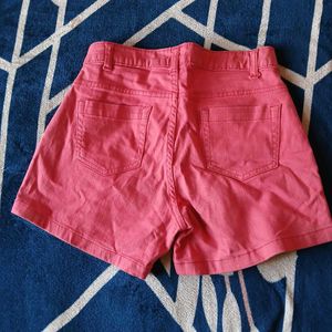 Coral Denim Shorts