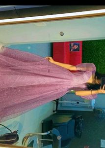 Sparkly Pink Gown with Puff Sleeves