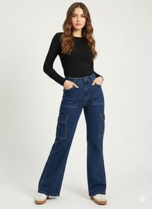 Stylish Blue Denim Cargo Jeans