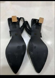 Zara Black Embellished Slingback Heels