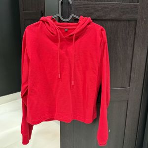 Red Cropped Hoodie