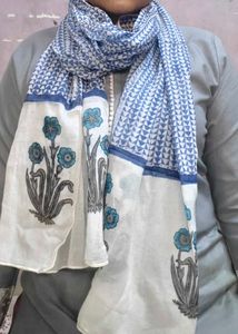 Blue &amp; White Block Print Scarf