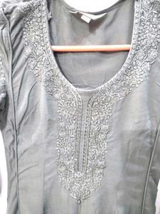 Embellished olive Green Kurta