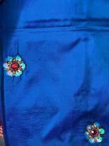 Vibrant Blue Embellished Saree with Blouse