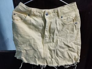 Yellow Denim Short Skirt