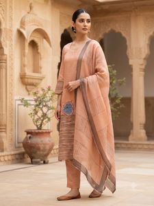 Elegant Peach Ethnic Suit Set