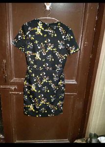 Floral  black Print Sheath Dress korean slimfit
